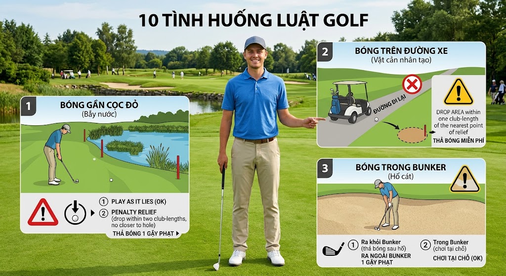 10 Tình Huống Luật Người Mới Thường Gặp Trong Vòng Golf Đầu Tiên